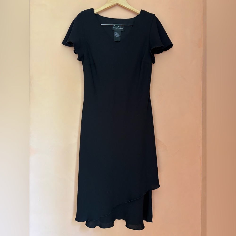 S.L. Fashions Women's Tiered Black Dress Flutter Sleeve Witchy Y2K Whimsigoth 14